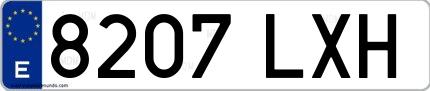 Ejemplo de matrícula española 8207 LXH