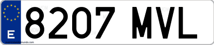 Ejemplo de matrícula de coche ordinaria 8207 MVL