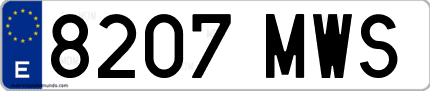 Ejemplo de matrícula de coche ordinaria 8207 MWS