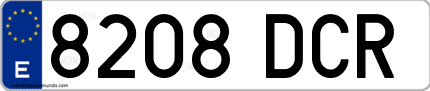 Ejemplo de matrícula de coche ordinaria 8208 DCR