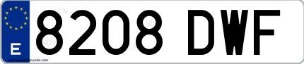 Ejemplo de matrícula española 8208 DWF