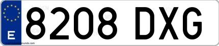 Ejemplo de matrícula española 8208 DXG