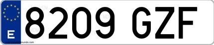Ejemplo de matrícula española 8209 GZF