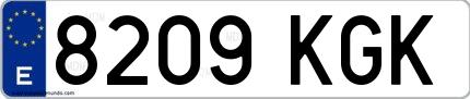 Ejemplo de matrícula española 8209 KGK