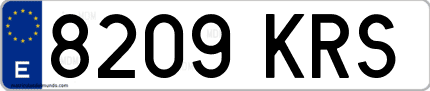 Ejemplo de matrícula de coche ordinaria 8209 KRS