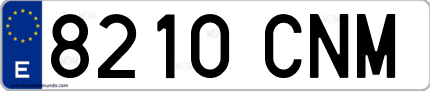 Ejemplo de matrícula de coche ordinaria 8210 CNM