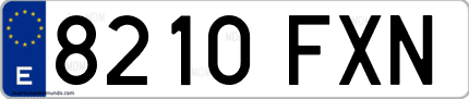 Ejemplo de matrícula de coche ordinaria 8210 FXN