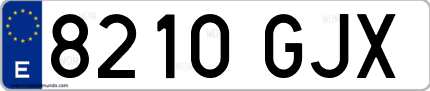Ejemplo de matrícula de coche ordinaria 8210 GJX
