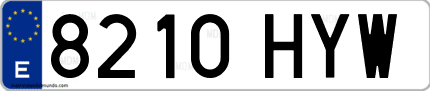 Ejemplo de matrícula de coche ordinaria 8210 HYW