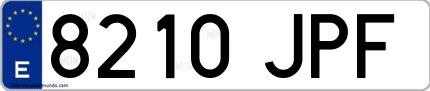 Ejemplo de matrícula española 8210 JPF