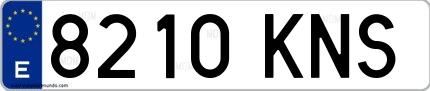 Ejemplo de matrícula española 8210 KNS