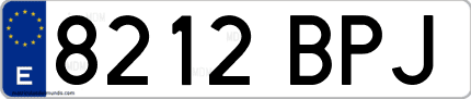 Ejemplo de matrícula de coche ordinaria 8212 BPJ