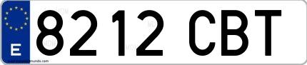 Ejemplo de matrícula española 8212 CBT