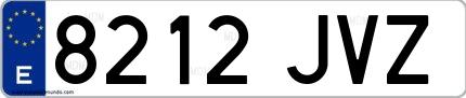 Ejemplo de matrícula de coche ordinaria 8212 JVZ