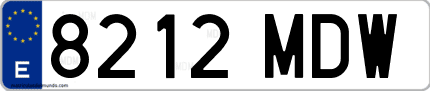 Ejemplo de matrícula de coche ordinaria 8212 MDW
