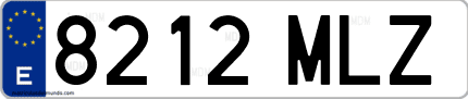 Ejemplo de matrícula de coche ordinaria 8212 MLZ