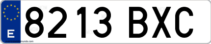 Ejemplo de matrícula de coche ordinaria 8213 BXC
