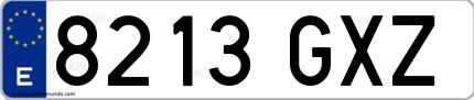 Ejemplo de matrícula española 8213 GXZ