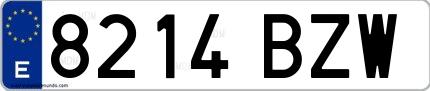 Ejemplo de matrícula española 8214 BZW