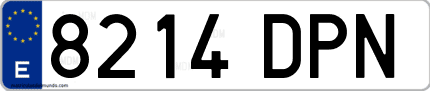 Ejemplo de matrícula de coche ordinaria 8214 DPN