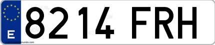 Ejemplo de matrícula de coche ordinaria 8214 FRH