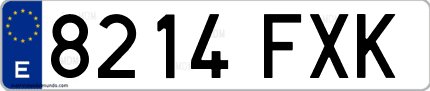 Ejemplo de matrícula de coche ordinaria 8214 FXK