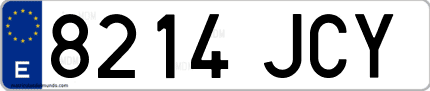 Ejemplo de matrícula de coche ordinaria 8214 JCY