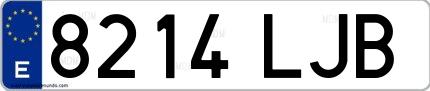 Ejemplo de matrícula española 8214 LJB