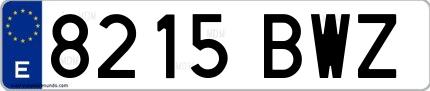 Ejemplo de matrícula española 8215 BWZ