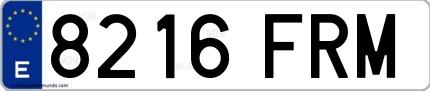 Ejemplo de matrícula española 8216 FRM