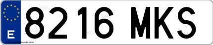 Ejemplo de matrícula española 8216 MKS