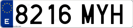 Ejemplo de matrícula de coche ordinaria 8216 MYH