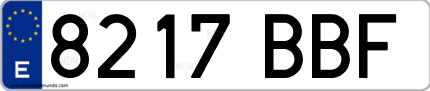 Ejemplo de matrícula de coche ordinaria 8217 BBF