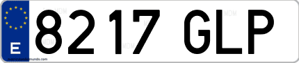 Ejemplo de matrícula de coche ordinaria 8217 GLP