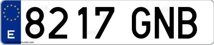 Ejemplo de matrícula española 8217 GNB