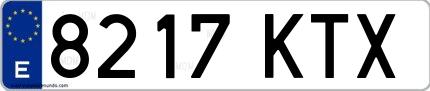 Ejemplo de matrícula española 8217 KTX
