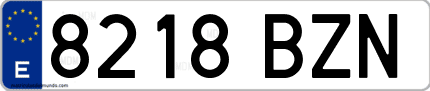 Ejemplo de matrícula de coche ordinaria 8218 BZN
