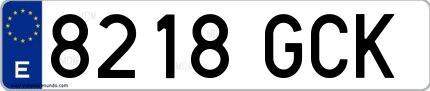 Ejemplo de matrícula española 8218 GCK