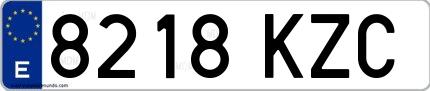 Ejemplo de matrícula española 8218 KZC