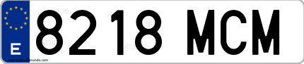Ejemplo de matrícula de coche ordinaria 8218 MCM
