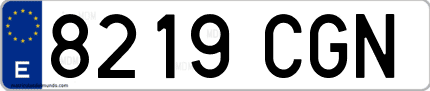 Ejemplo de matrícula de coche ordinaria 8219 CGN