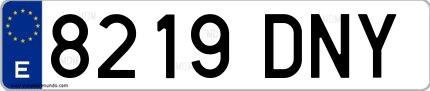 Ejemplo de matrícula española 8219 DNY