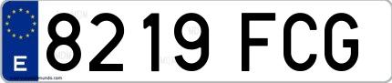 Ejemplo de matrícula española 8219 FCG