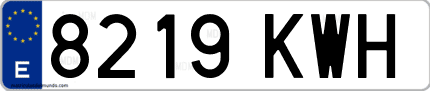 Ejemplo de matrícula de coche ordinaria 8219 KWH