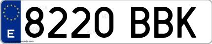 Ejemplo de matrícula española 8220 BBK