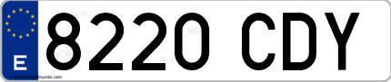 Ejemplo de matrícula de coche ordinaria 8220 CDY