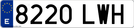 Ejemplo de matrícula de coche ordinaria 8220 LWH