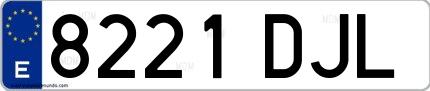Ejemplo de matrícula española 8221 DJL
