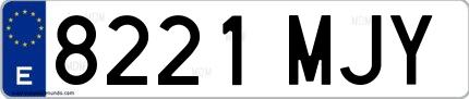 Ejemplo de matrícula española 8221 MJY