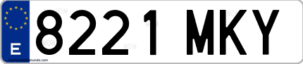 Ejemplo de matrícula de coche ordinaria 8221 MKY